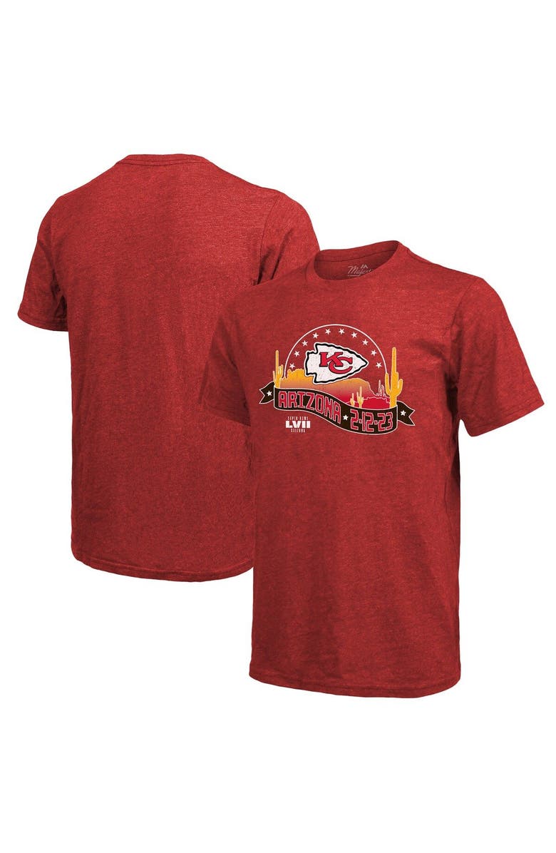 Majestic Threads Men's Majestic Threads Red Kansas City Chiefs Super Bowl LVII Tri-Blend Desert T-Shirt, Main, color, 