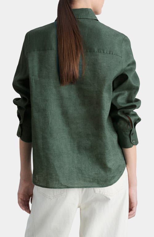 Shop Mango Lino Linen & Cotton Button-up Shirt In Green