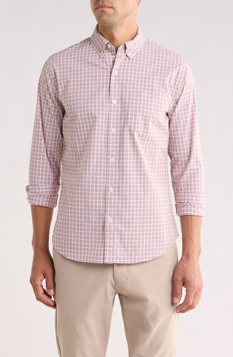 Bonobos Tigertail Plaid Slim Fit Button Front Shirt, Main, color, Rust Mini Check