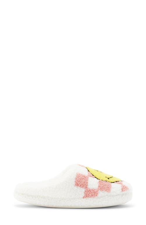 Joe Boxer Smiley Checkerboard Faux Shearling Clog In White