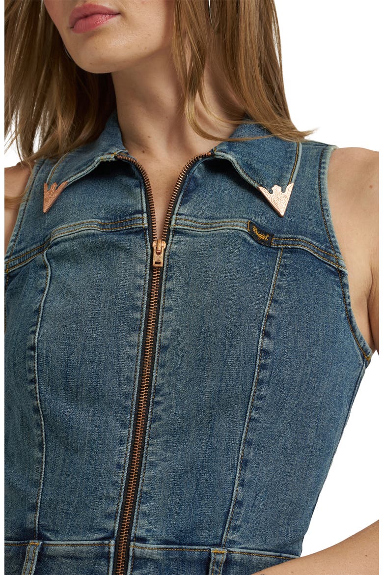 x Lainey Wilson Sleeveless Flare Denim Jumpsuit, Alternate, color, DENIM
