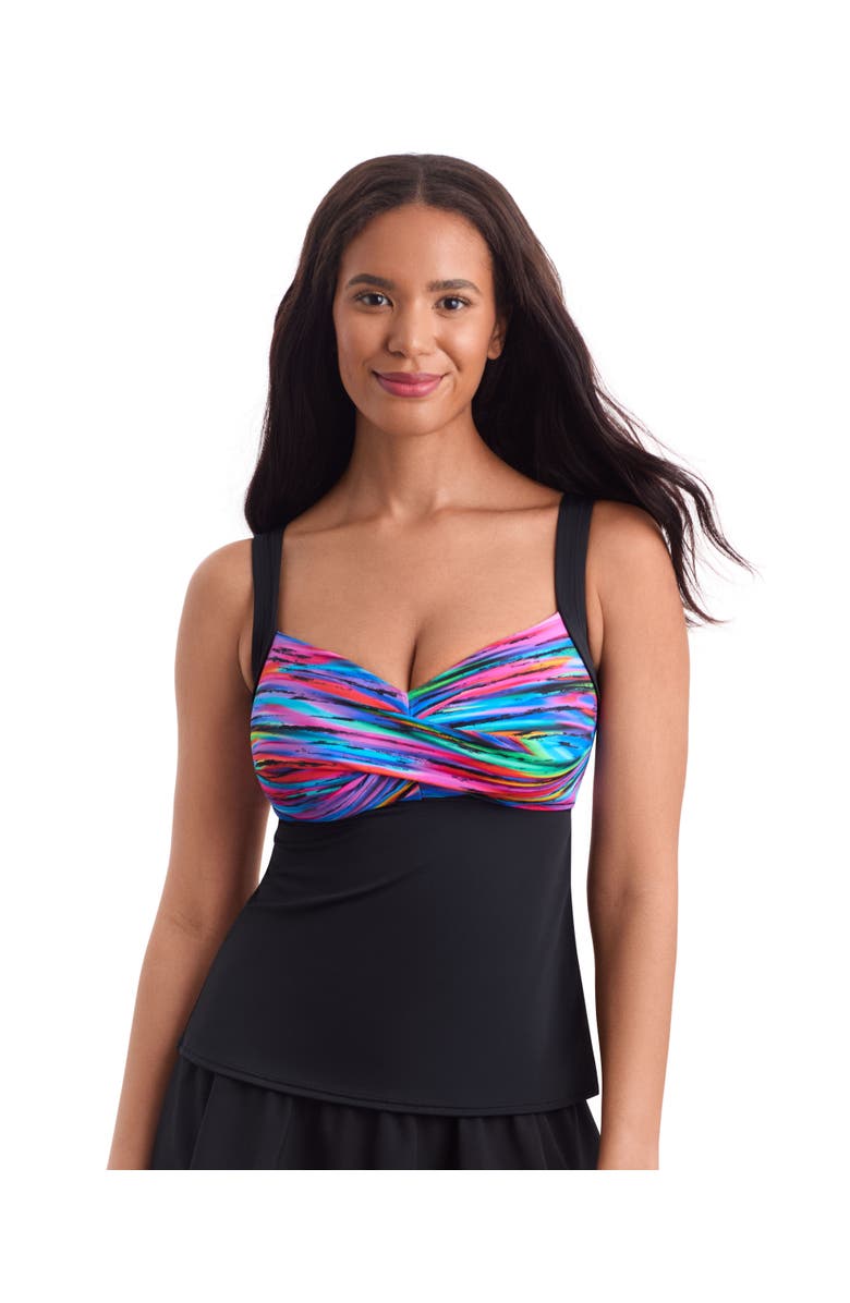 ShapeSolver Sport Twist Bra Chlorine Resistant Tankini Swimsuit Top, Main, color, Tidal Wave