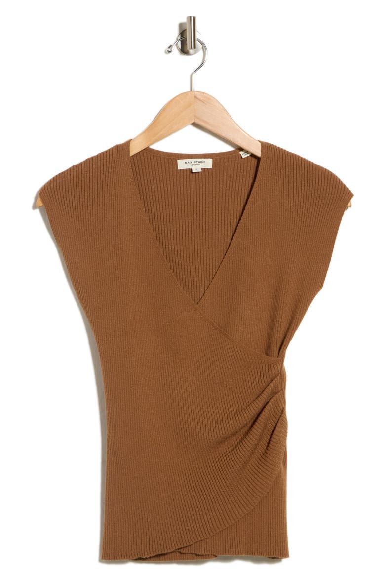 Cap Sleeve Wrap Sweater, Alternate, color, VICUNA