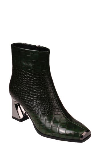 Ninety Union Lima Croc Embossed Boot In Green