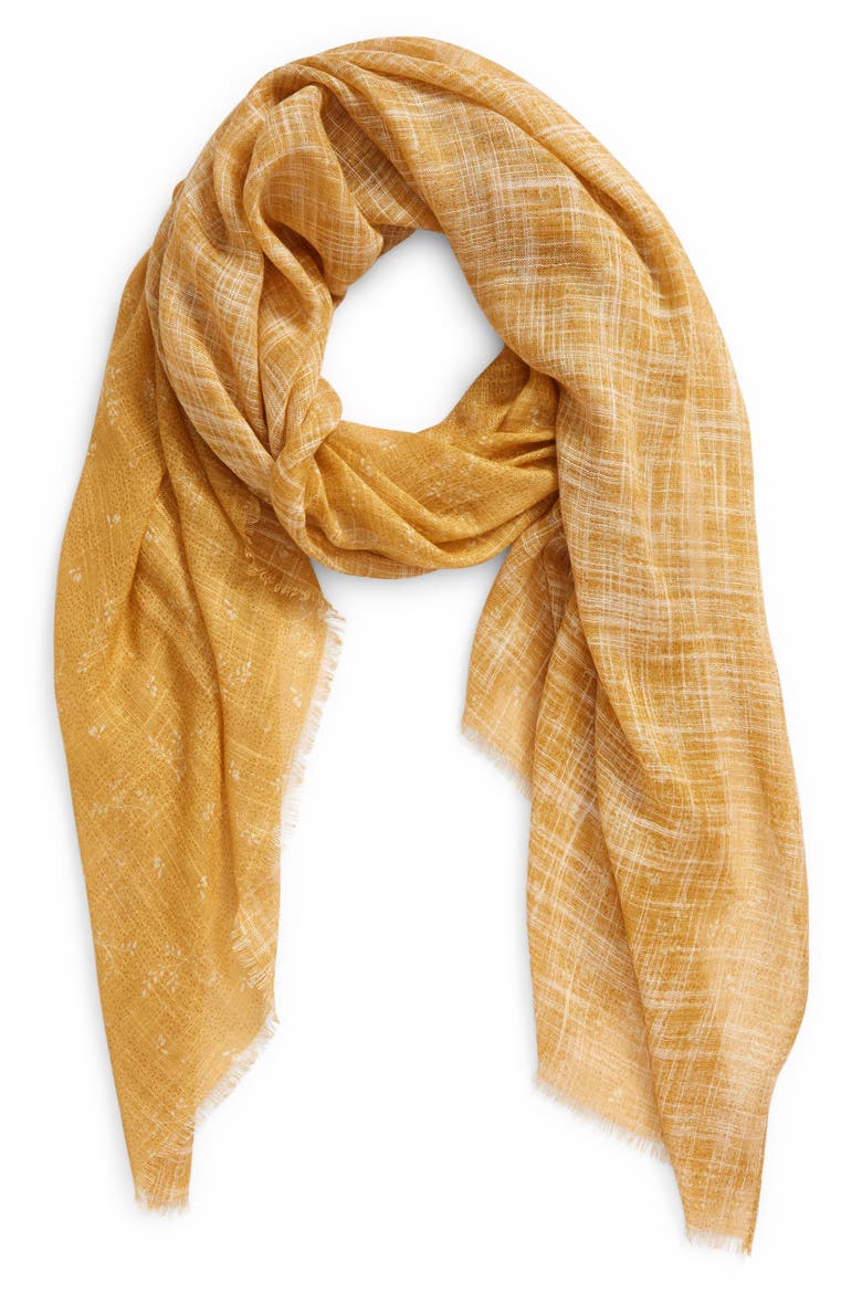 Women's Relaxed Scarf, Main, color, TAN DOTTED SPRIGS