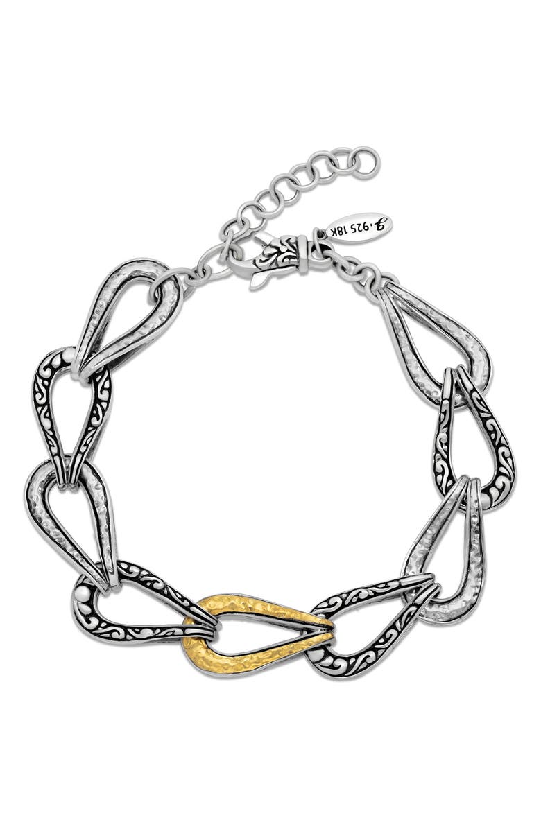 SAMUEL B. Sterling Silver & 18K Gold Teardrop Chain Bracelet, Main, color, Silver And Gold