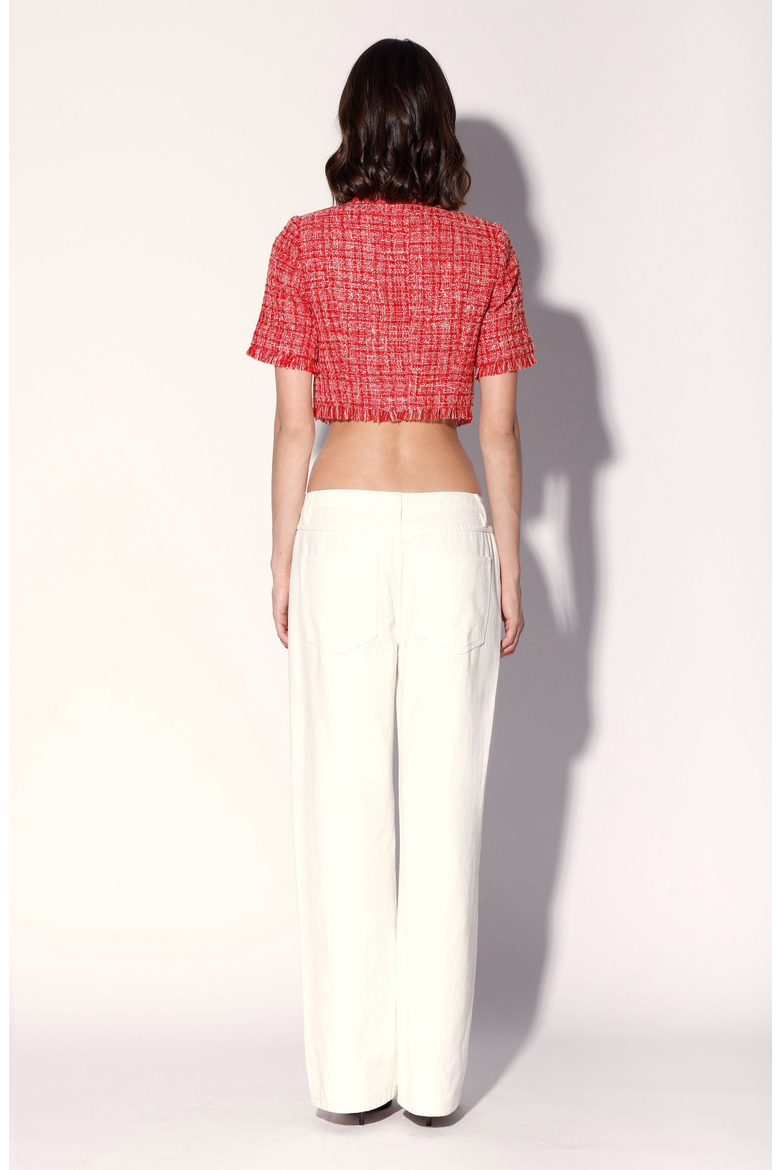 Rita Tweed Top, Alternate, color, Cherry Tweed