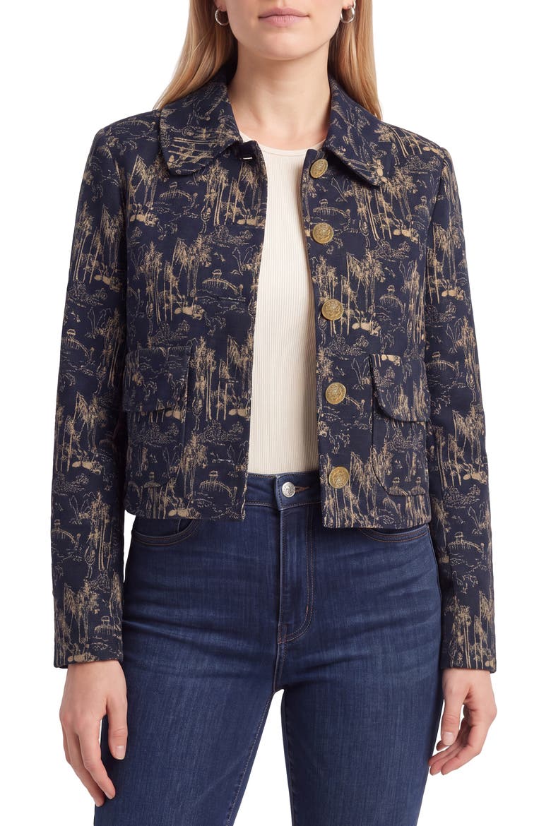 Toile Cropped Jacket, Main, color, NAVY TOILE