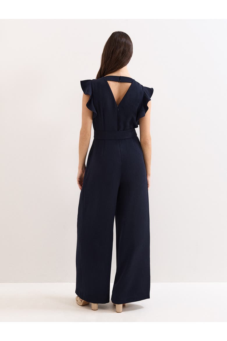 Kallie Frill V-Neck Jumpsuit, Alternate, color, Navy