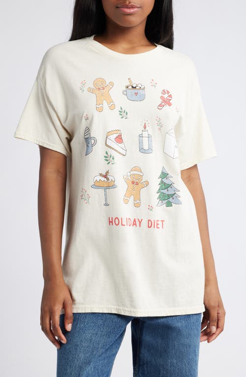 Vinyl Icons Holiday Diet Cotton Graphic Boyfriend T-Shirt in Marshmallows 