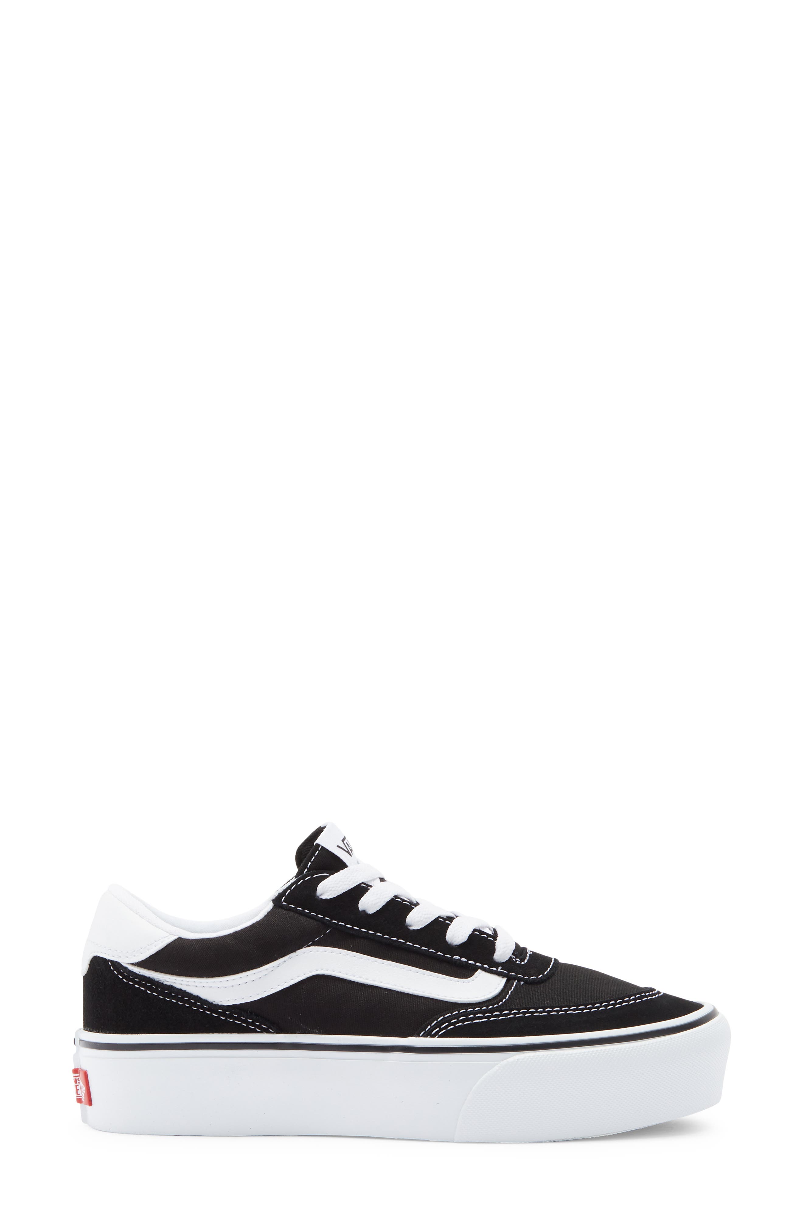 Vans Brooklyn Low Top Platform Sneaker, Alternate, color, Suede/Canvas Black/White