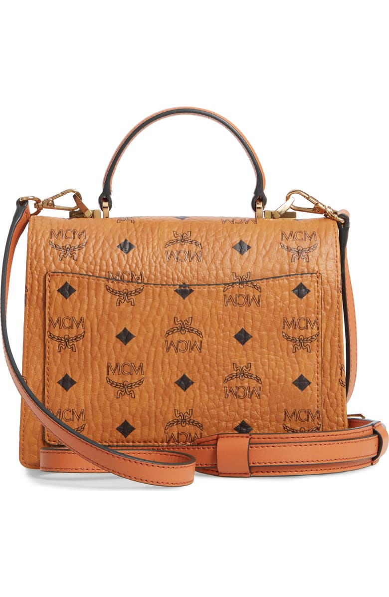 MCM Small Patricia Visetos Coated Canvas & Leather Satchel, Alternate, color,