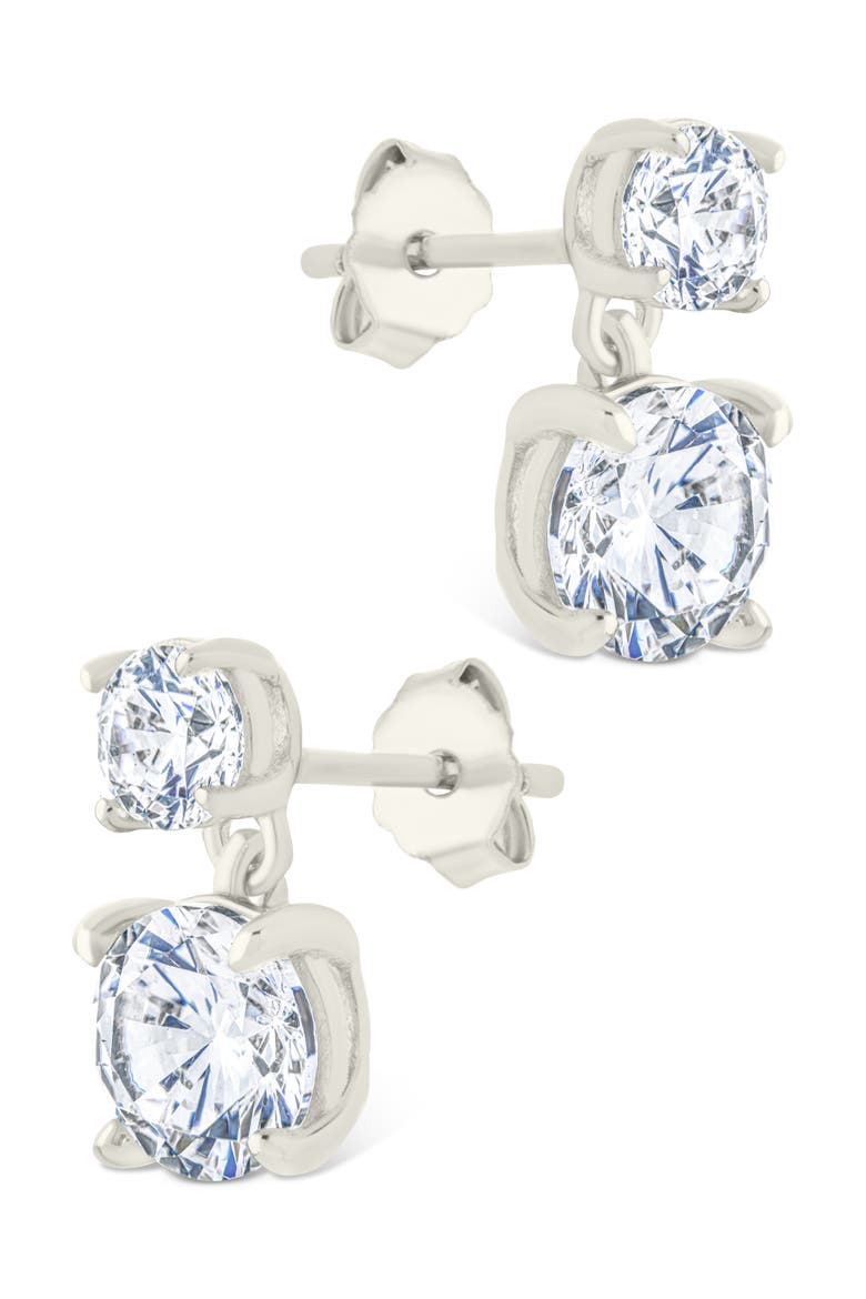 Galatea Brilliant Cubic Zirconia Drop Earrings, Alternate, color, SILVER