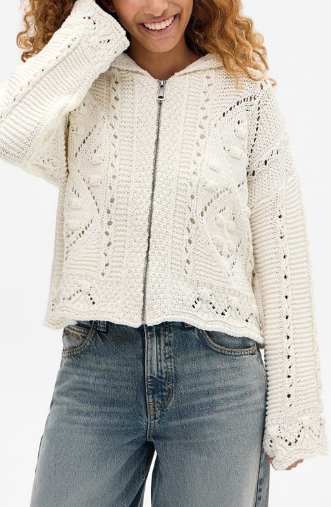 Crochet Zip Front Hoodie
