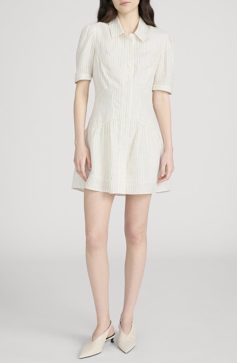 FRAME The Vista Stripe Linen Day Dress, Main, color, Cream Multi