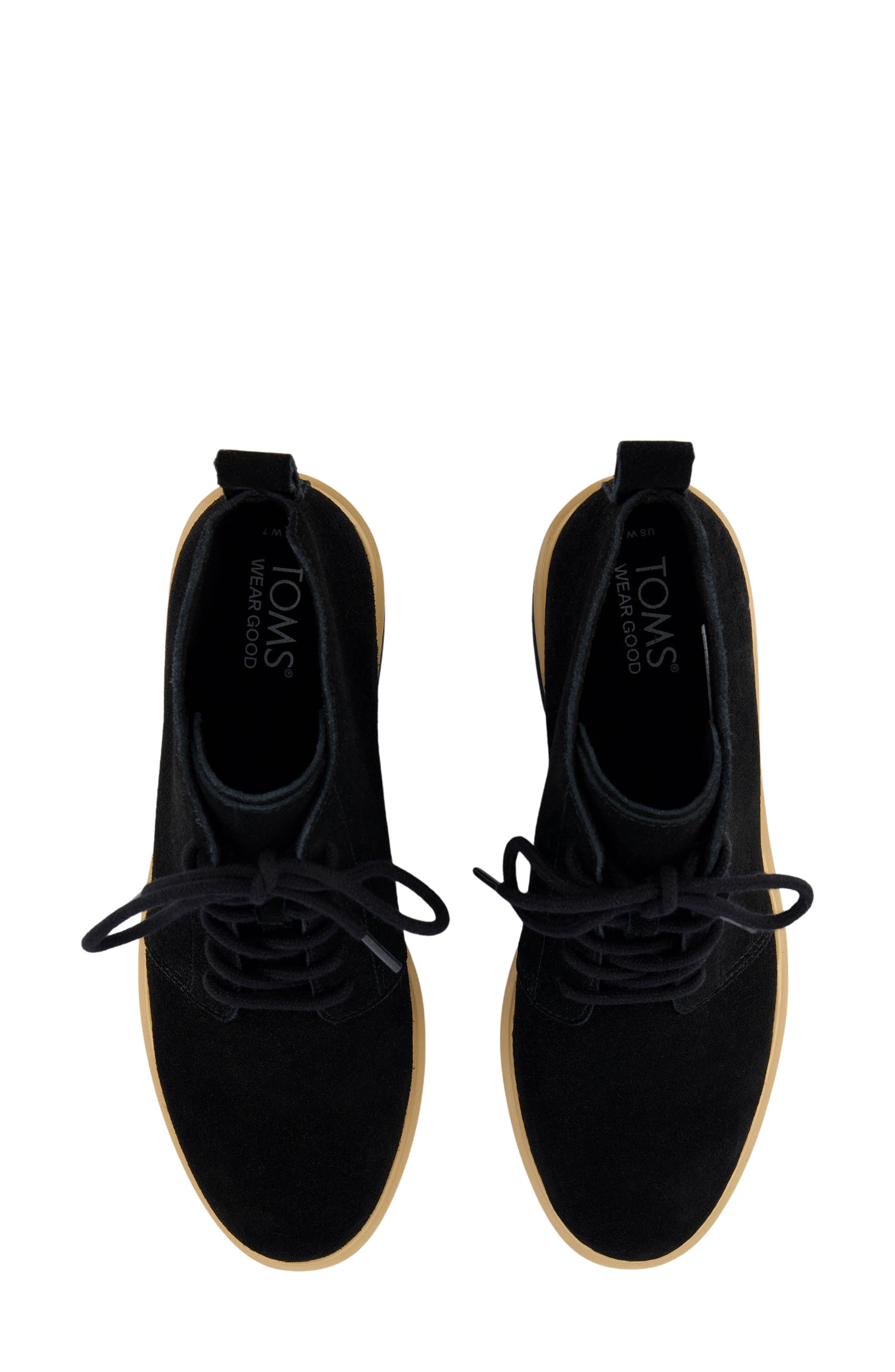 Maude Lace-Up Wedge Bootie, Alternate, color, BLACK