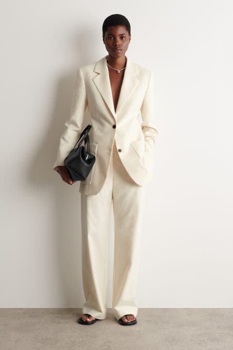 Textured Slim Straight-Leg Pants