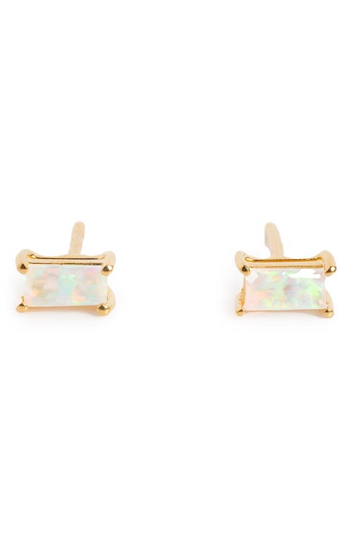 Local Eclectic Baguette Cut Birthstone Stud Earrings in October Synthetic Opal  product