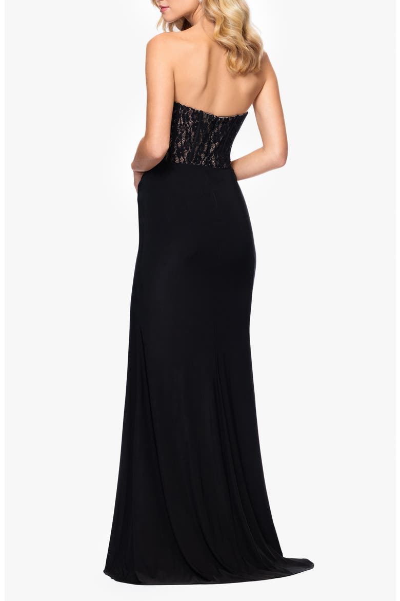 Sequin Lace Bodice Strapless Gown, Alternate, color, BLACK/ NUDE