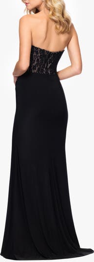 Sequin Lace Bodice Strapless Gown