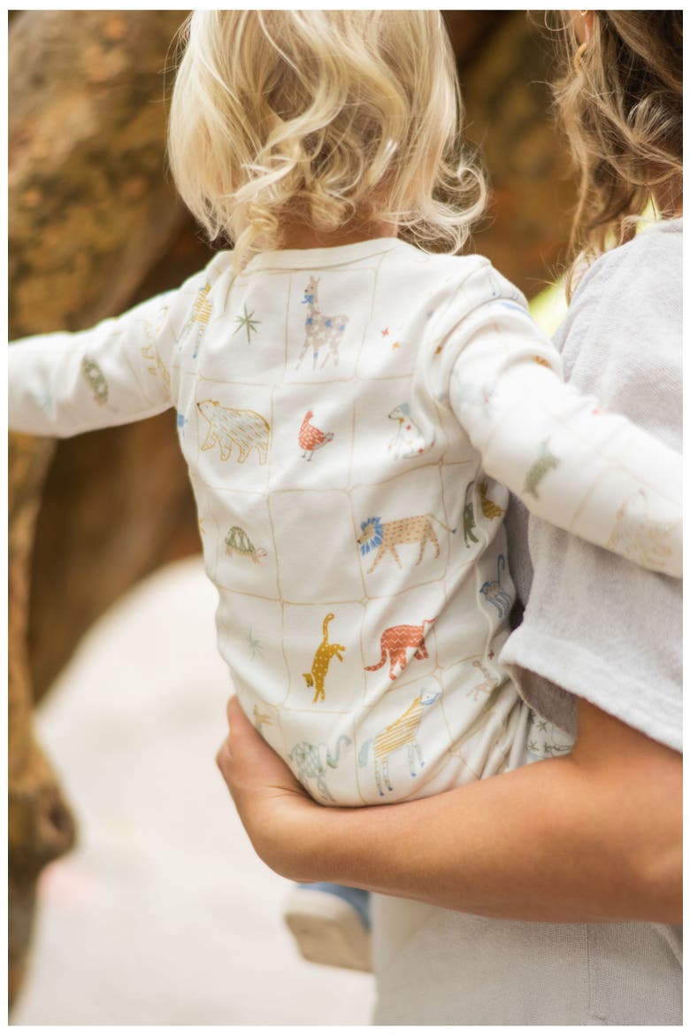 Long Sleeve Organic Cotton Henley Romper, Alternate, color, ANIMAL SHUFFLE