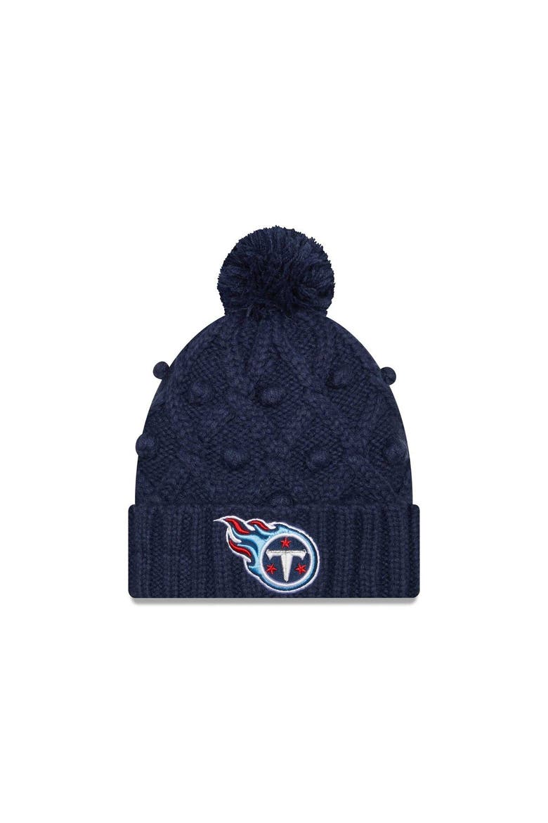 Women's New Era Navy Tennessee Titans Toasty Cuffed Knit Hat with Pom, Main, color, Navy