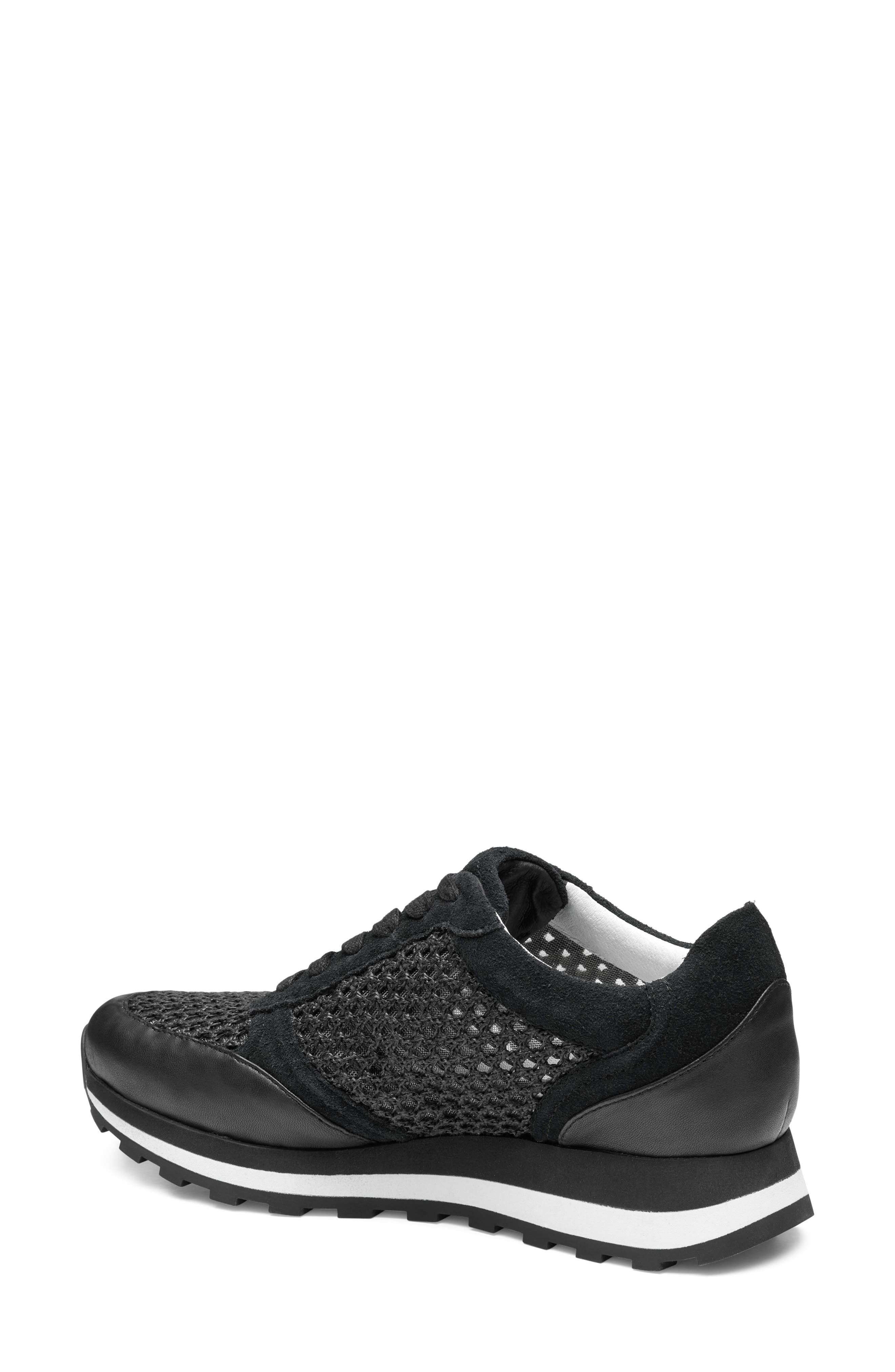 Johnston & Murphy Piper Knit Panel Sneaker, Alternate, color, Black Suede/Crochet