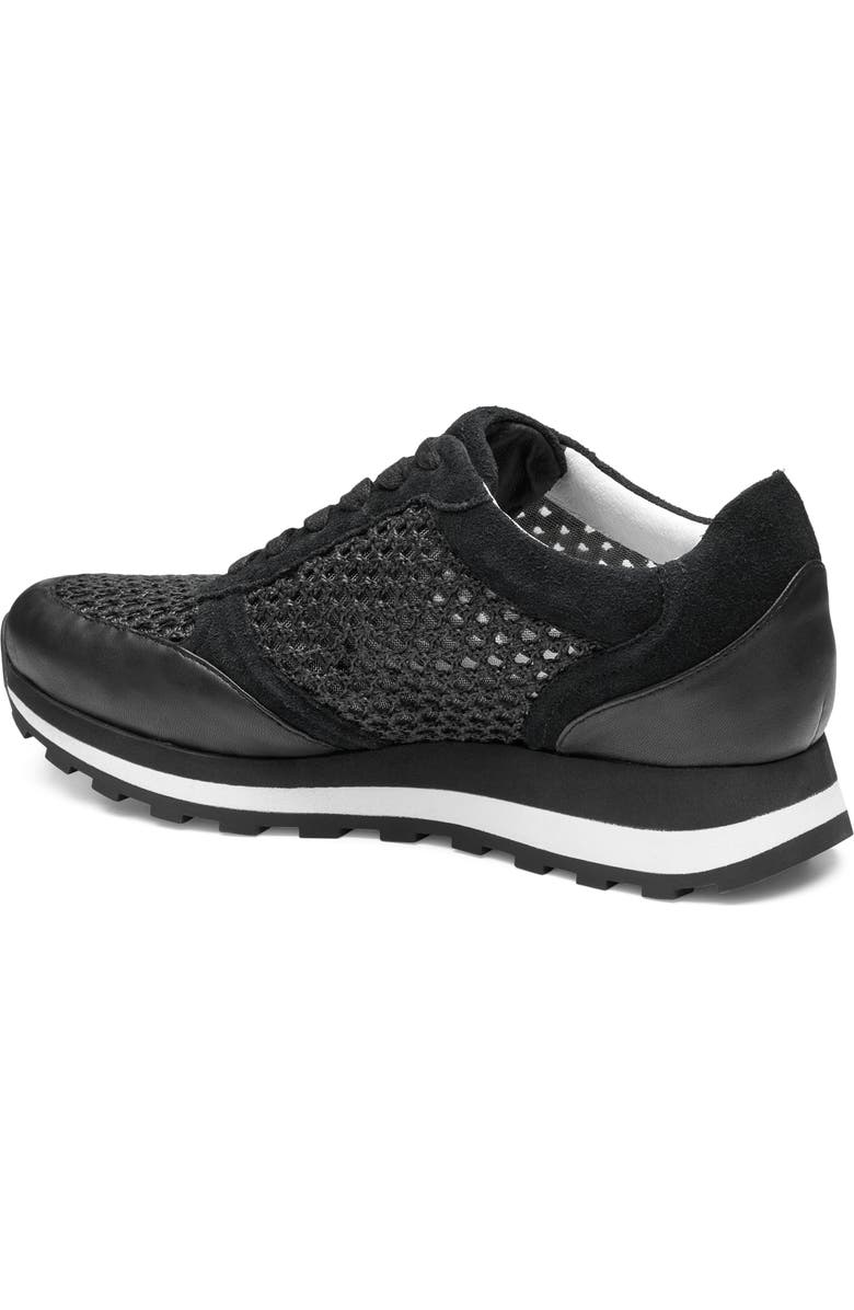 Johnston & Murphy Piper Knit Panel Sneaker, Alternate, color, Black Suede/Crochet