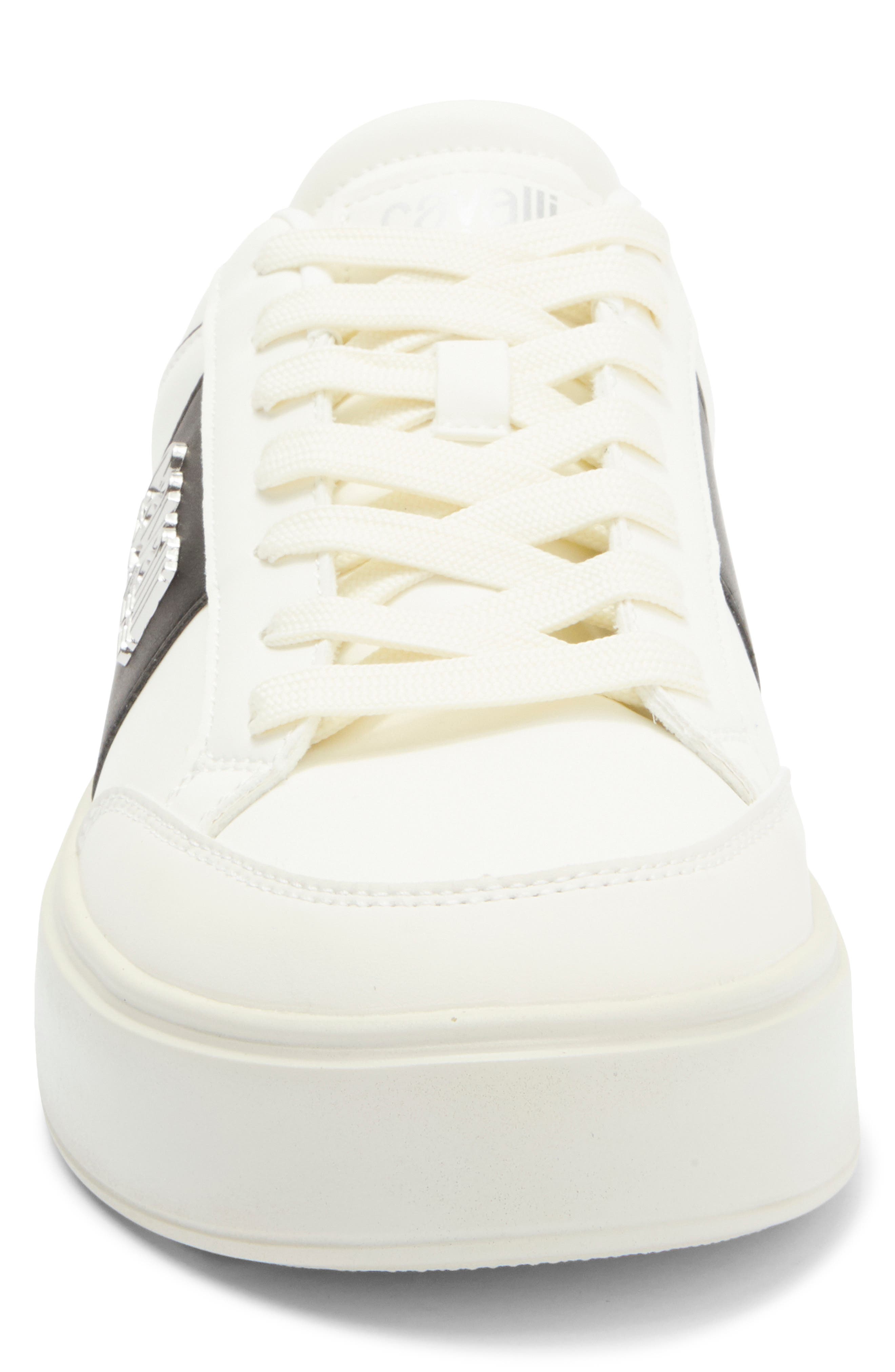 Roberto Cavalli Colorblock Low Top Sneaker, Alternate, color, Off White/ Black