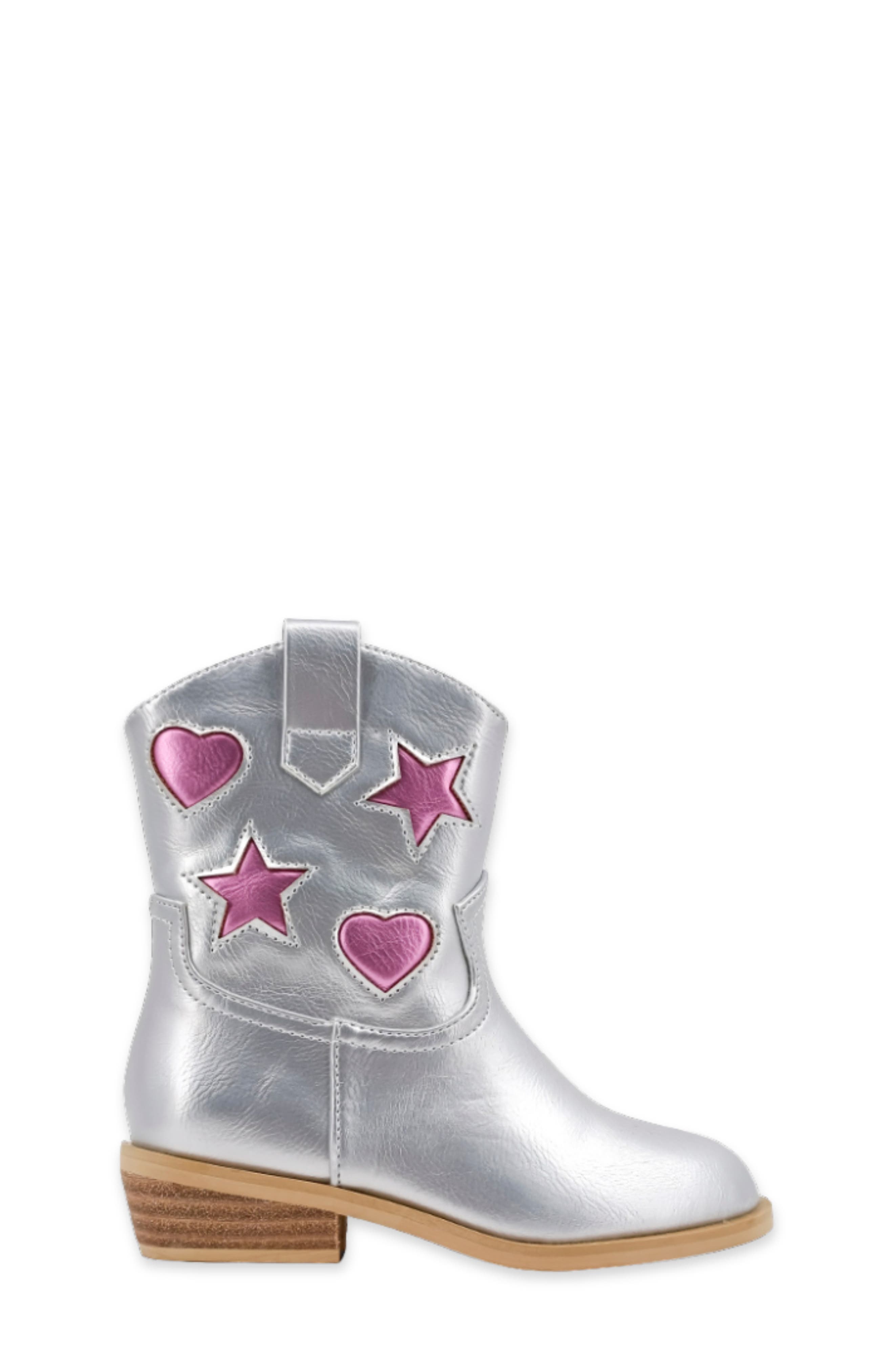 Kids' Zimba Mini Faux Leather Western Boot, Alternate, color, SILVER