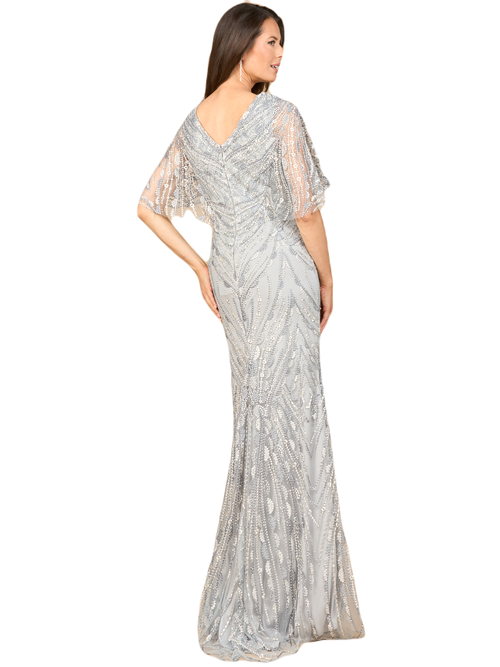 Lara New York Cape Sleeve Mermaid Gown