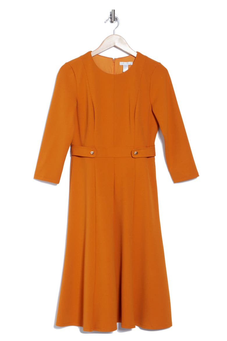 Seamed Midi Dress, Alternate, color, HONEY