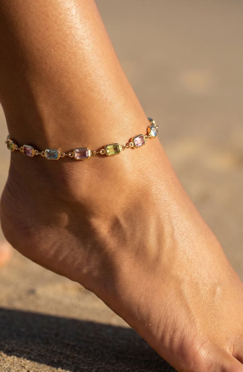 MacRae 
Co. x SHARINA Colorful Crystal Anklet, Alternate, color, Gold