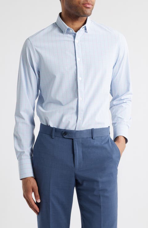 Leeward Trim Fit No Tuck Tattersall Check Button-Up Shirt