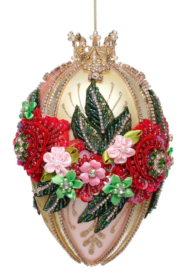 Faberge Jewel Egg Ornament, Yellow/Pink, Main, color, Moccasin