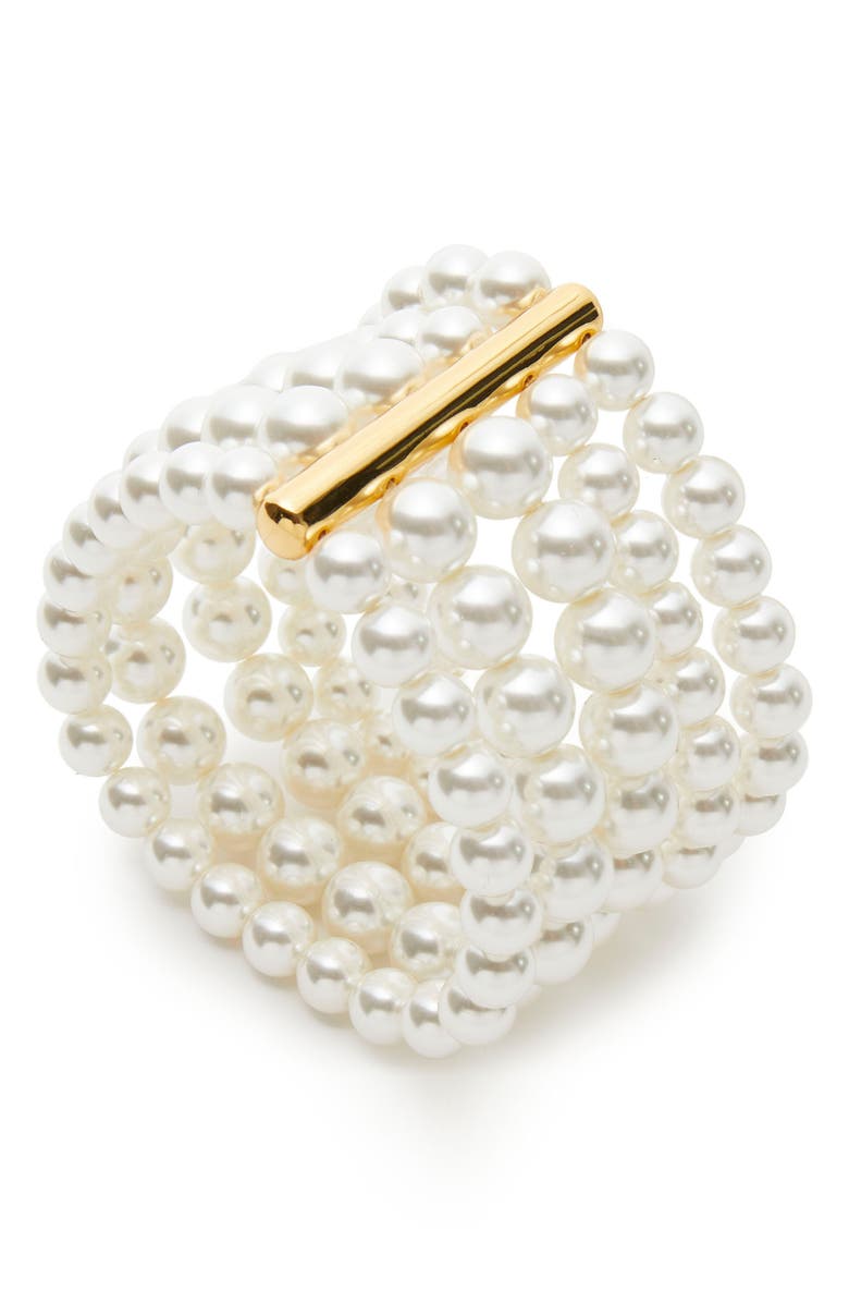 Lele Sadoughi Five Strand Faux Pearl Bracelet, Main, color, 