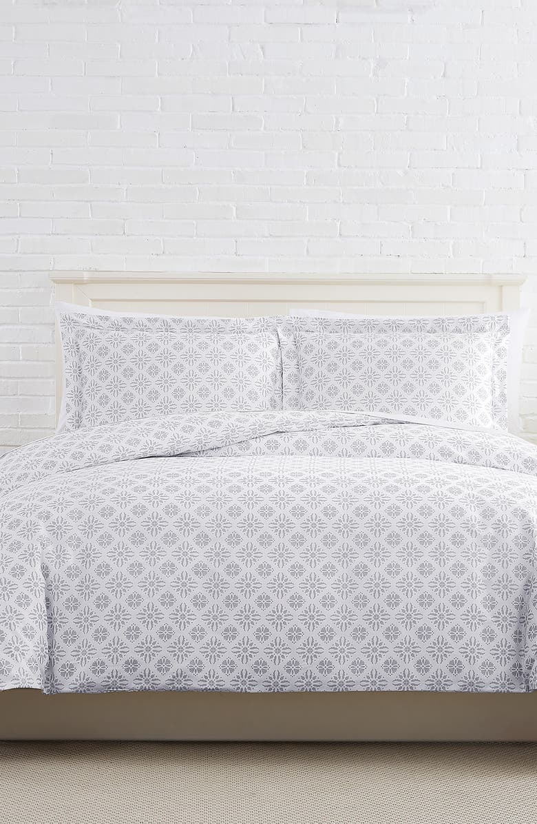 SOUTHSHORE FINE LINENS Premium Collection 300 Thread-Count Long Staple Cotton Oversized Duvet Cover Set, Alternate, color, Aztec Dreams Grey