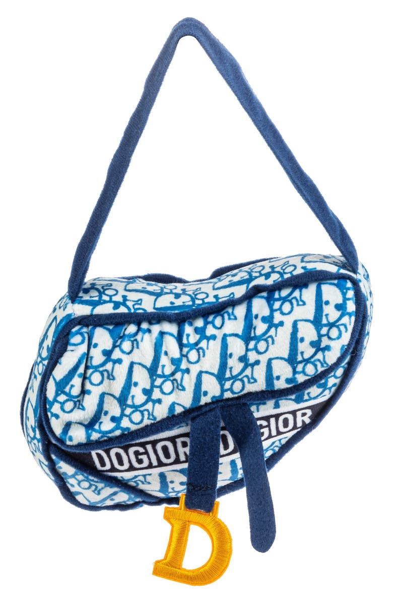 Haute Diggity Dog Dogior Saddle Bag Plush Dog Squeaker Toy, Main, color, Blue