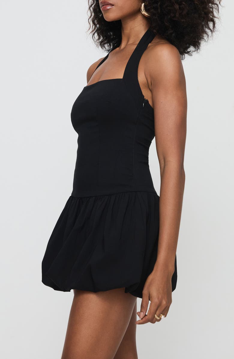 Princess Polly Gigli Bubble Hem Halter Minidress, Alternate, color, Black