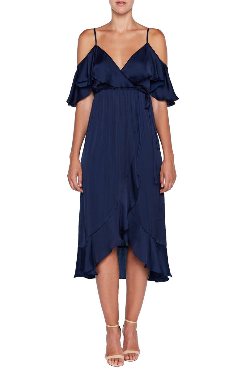 Bardot Bea Cold Shoulder Ruffle Dress, Main, color, 