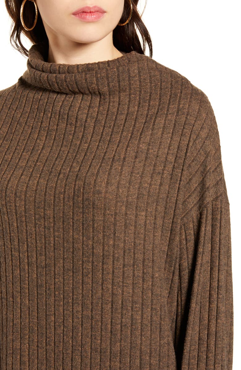 All in Favor Funnel Neck Rib Dress, Alternate, color, 