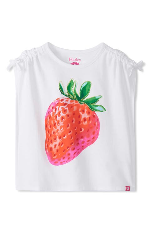 Kids' Strawberry Cinched Shoulder Cotton T-Shirt (Toddler, Little Kid & Big Kid)