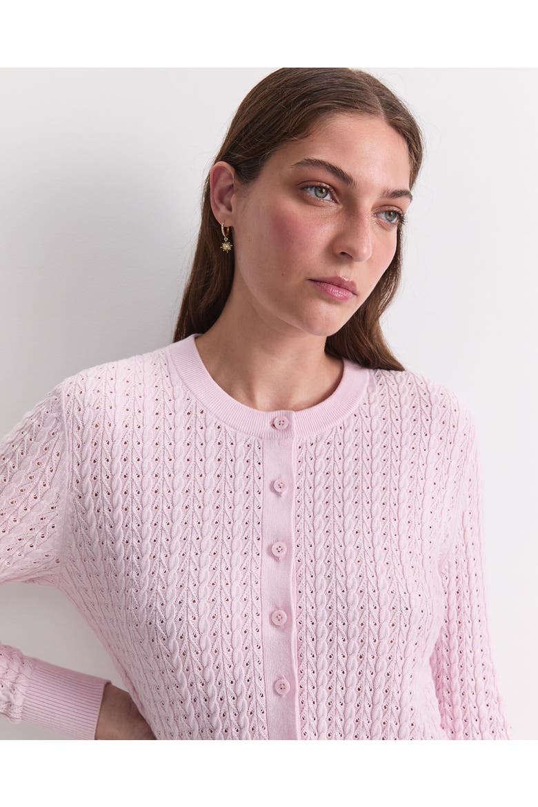 Elka Pointelle Knit Cardigan, Alternate, color, Blush