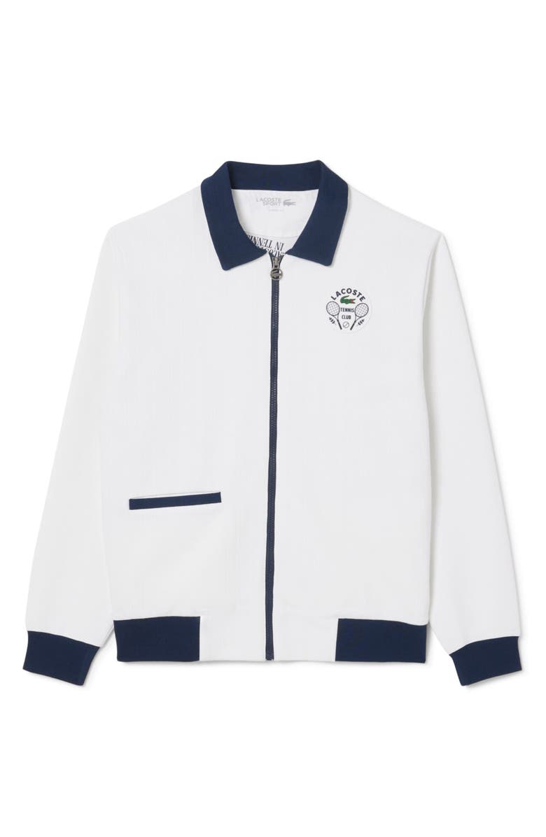 Lacoste Tennis Heritage Zip Jacket, Alternate, color, 522 White/ Navy Blue