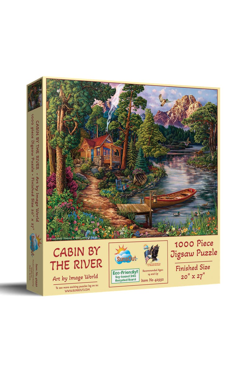Sunsout Cabin by the River 1000 piece Jigsaw Puzzle for Adults, Main, color, Multicolor