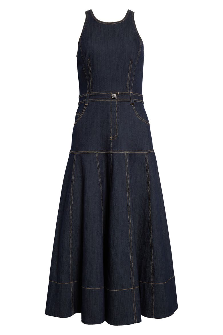 Baran Sleeveless Denim Midi Dress, Alternate, color, INDIGO