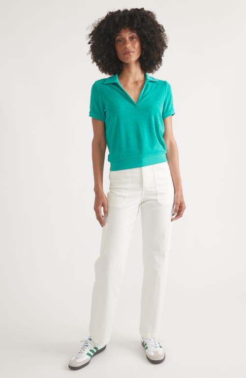 Marine Layer Johnny Collar Terry Polo In Green