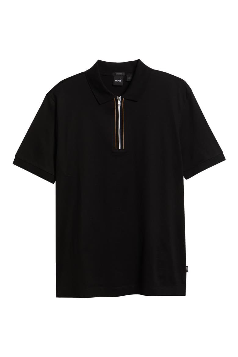 Paras Quarter Zip Cotton Polo, Alternate, color, BLACK