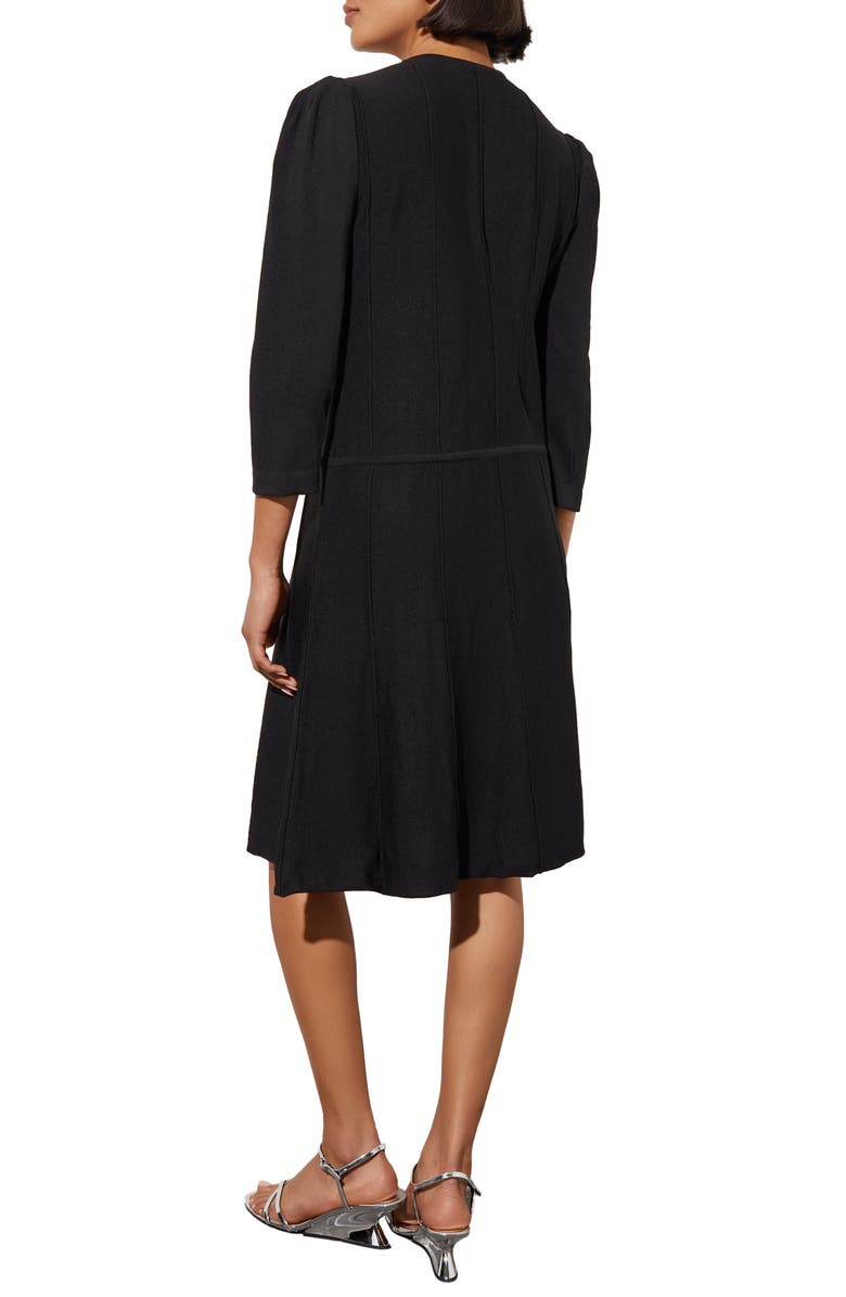 Ming Wang Puff Shoulder Double Breasted Blazer Sweater Dress, Alternate, color, Black