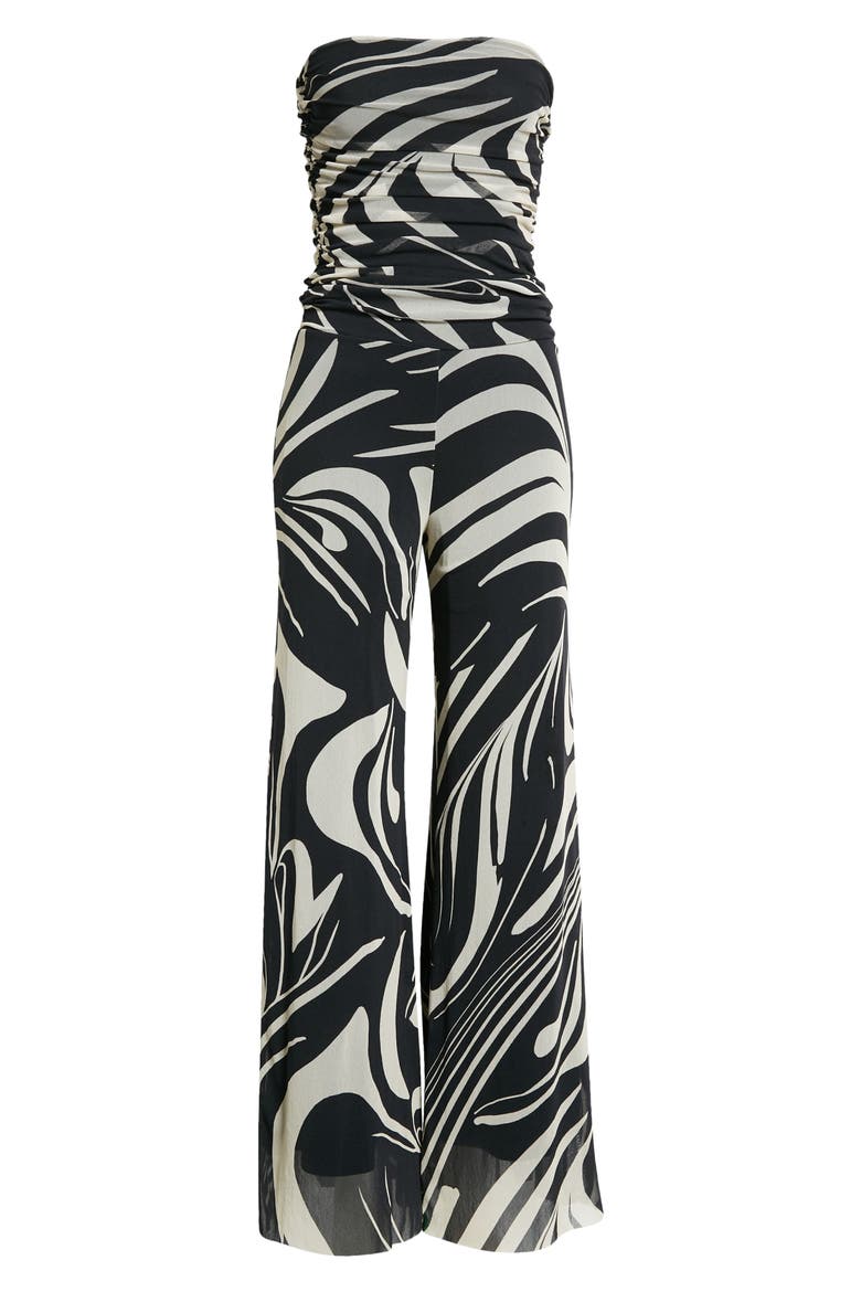 Swirl Print Strapless Jumpsuit, Alternate, color, NERO